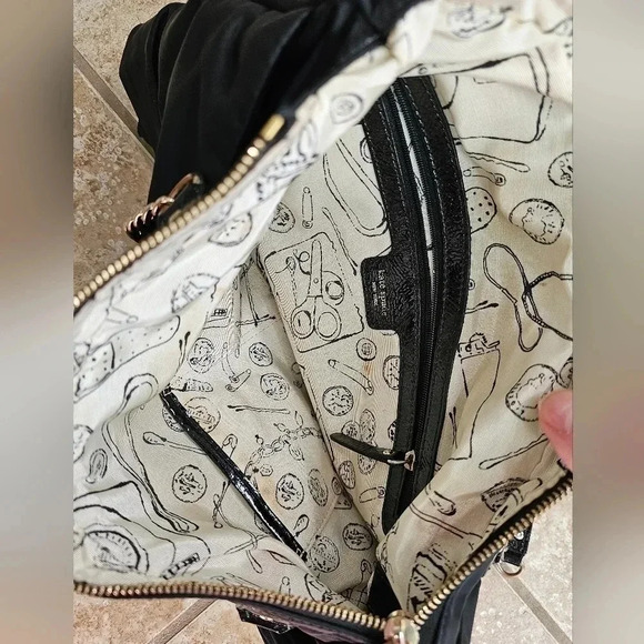 Kate Spade Ester Black Satin Bow Shoulder Bag Purse Luxury Nylon Interior Lined - Picture 5 of 9